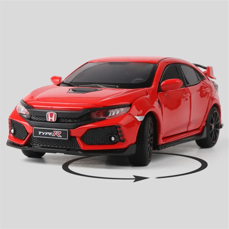 1/32 HONDA Civic Type R Alloy Sports Car Model Diecast Metal Toy Vehicles Car Model Simulation Sound Light Collection Kids Gifts