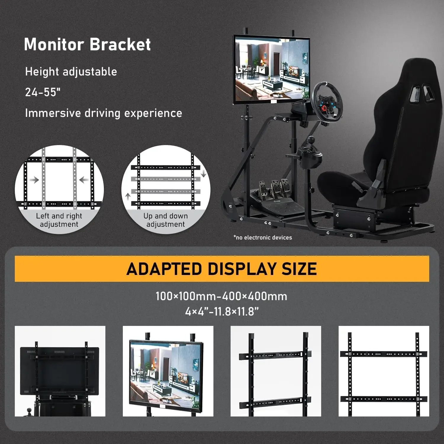 

Кокпит гоночного симулятора G923 с рамкой монитора подходит для Logitech/Thrustmaster/Fanatec/PS4/PC