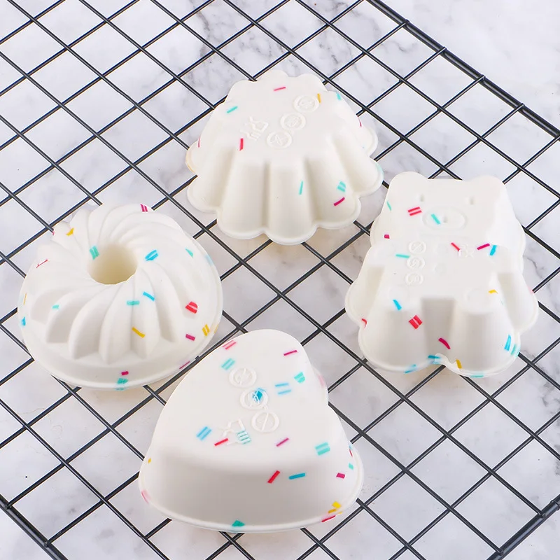 4pcs Colored Silicone Cake Cups Muffin Cake Mold High Temperature Cupcakes Mold For Diy Chocolate Pudding Candies Baking Mold