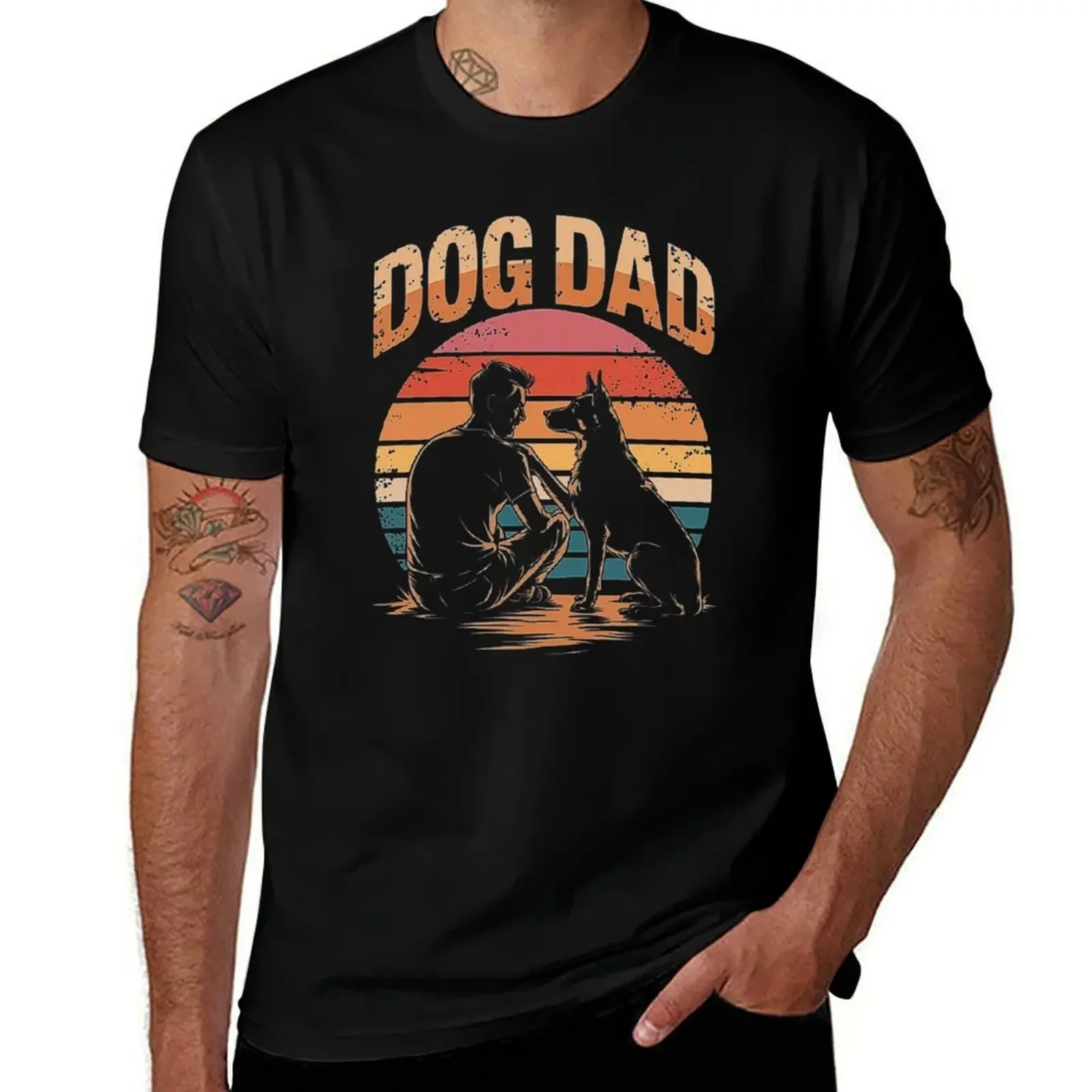 

Retro Dog Dad Design - Loyal Bond Between Man and Dog T-Shirt plus sizes vintage graphic tee mens white t shirts