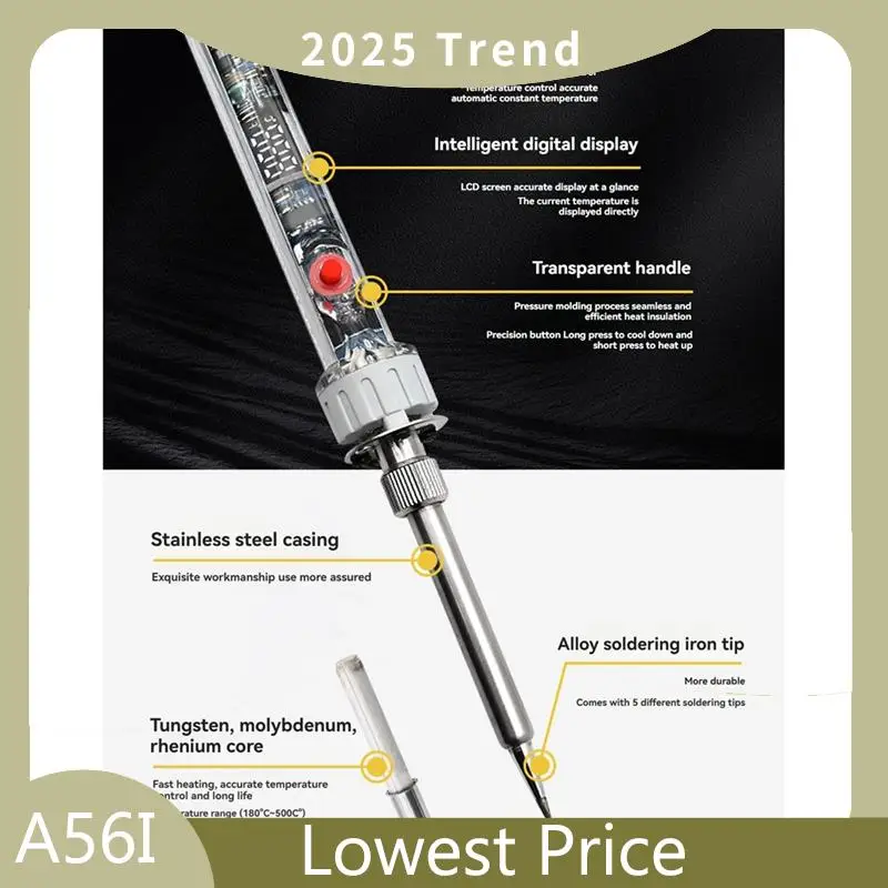 Электрический паяльник ABDD 90 Вт P907, регулируемая температура, ЖК-цифровой дисплей с переключателем, сварочные инструменты для ремонта
