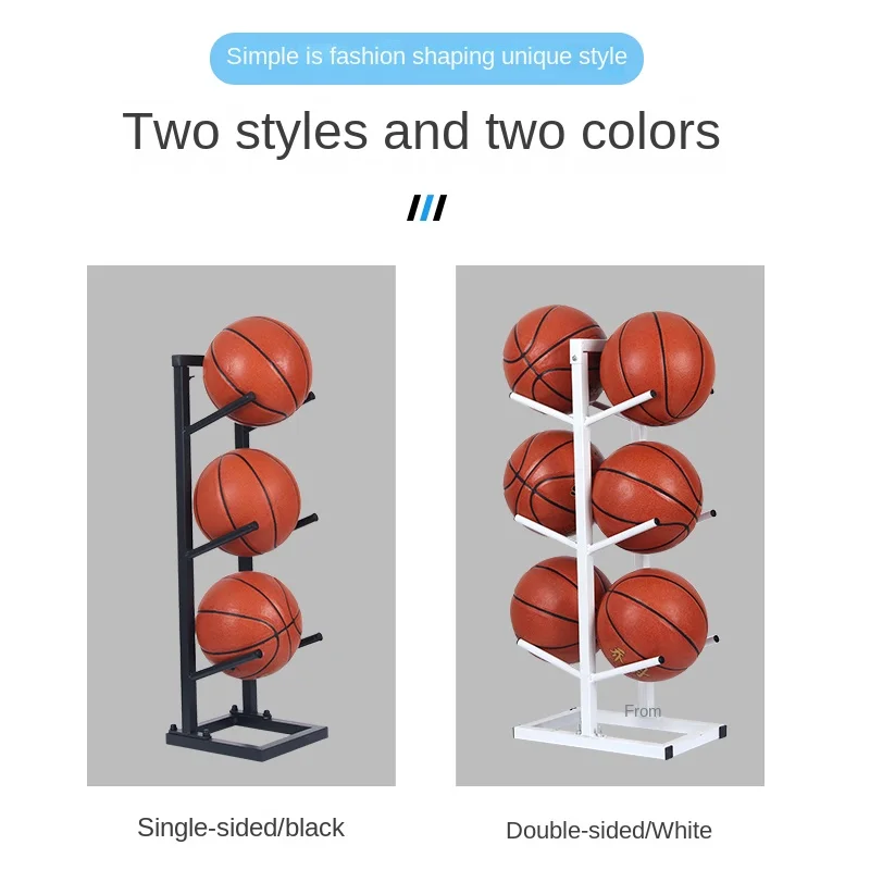 Rak Display Bola Basket Indoor Kustom dengan Empat Bola Warna Hitam dengan Satu Sisi Aksesori