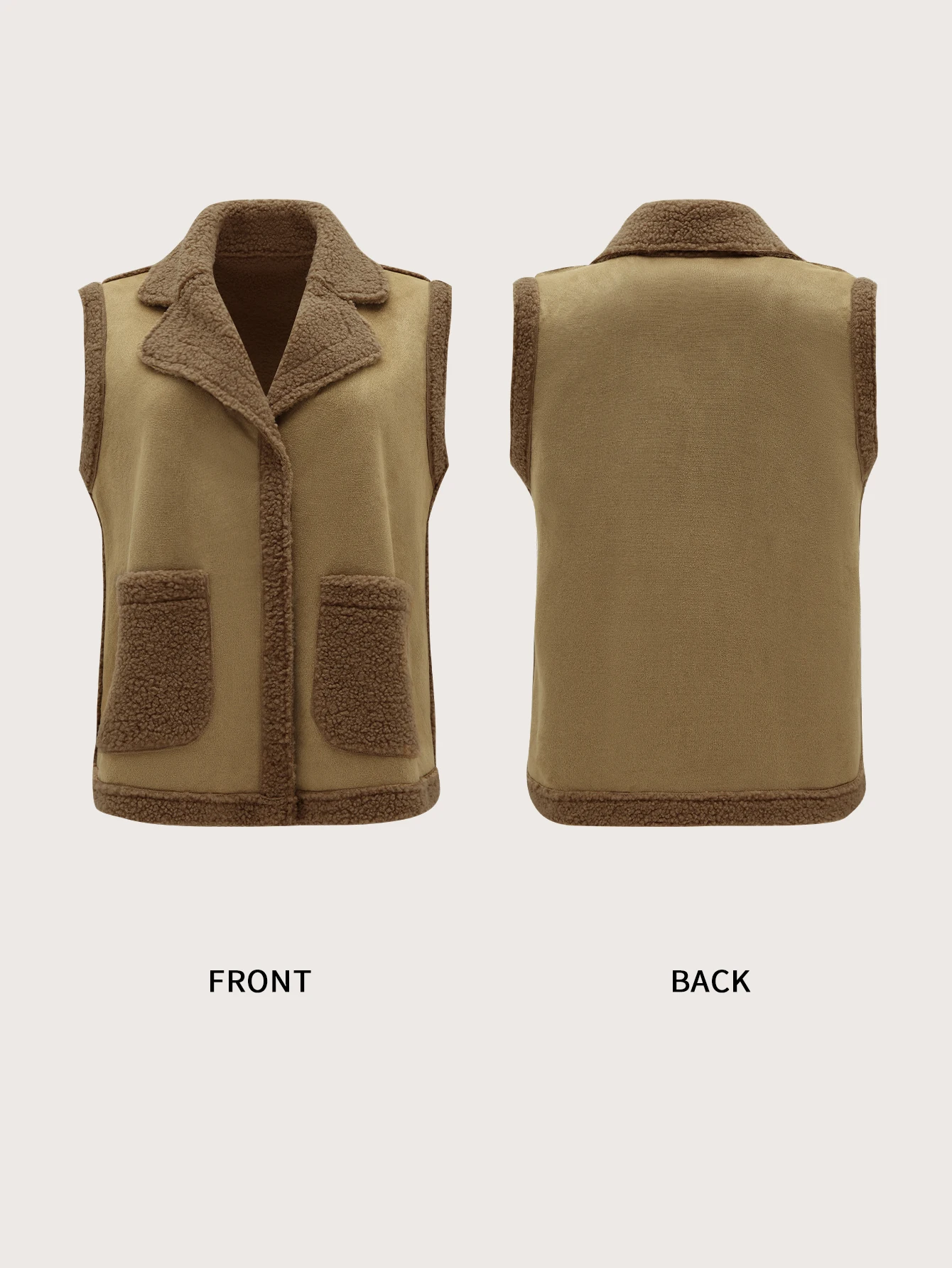 Lamb wool warm vest for women, autumn and winter leather fur vest jacket, loose wool, coffee color, sweetheart style