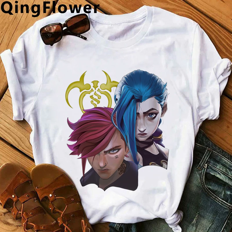 JINX ARCANE MONKEY Funny T Shirt Men Unisex Kawaii Anime Aesthetic T-shirt Streetwear Manga Graphic Tshirt Hip Hop Top Tees Male