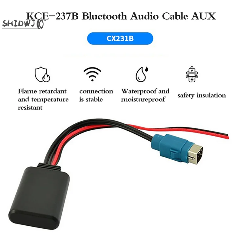 Adattatore musicale Wireless Bluetooth 5.0 per auto 1 pz per adattatore cavo AUX Radio alpino KCE-236B CDE9885 9887 per Smartphone