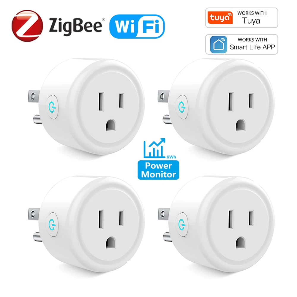 Tuya 16A Smart Plug Zigbee WiFi Socket US Canada Mexico Peru Japan Power Monitoring Timing Function Works With Alexa Google Home