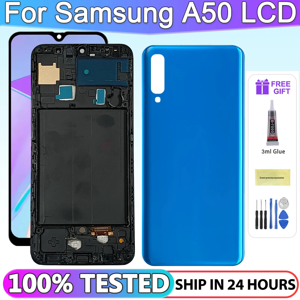 

100% Tested For Samsung A50 SM-A505FN/DS A505F/DS A505 LCD Display Touch Screen Digitizer With Frame For Samsung A50 lcd