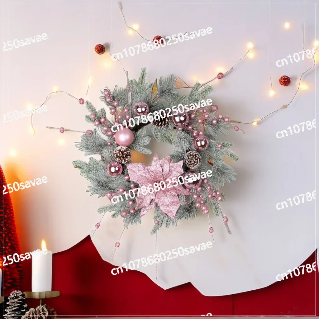 Christmas Flower Electroplated Ball, Snow Cream Flocking, PE Pine Needle Rattan, Wreath Rattan