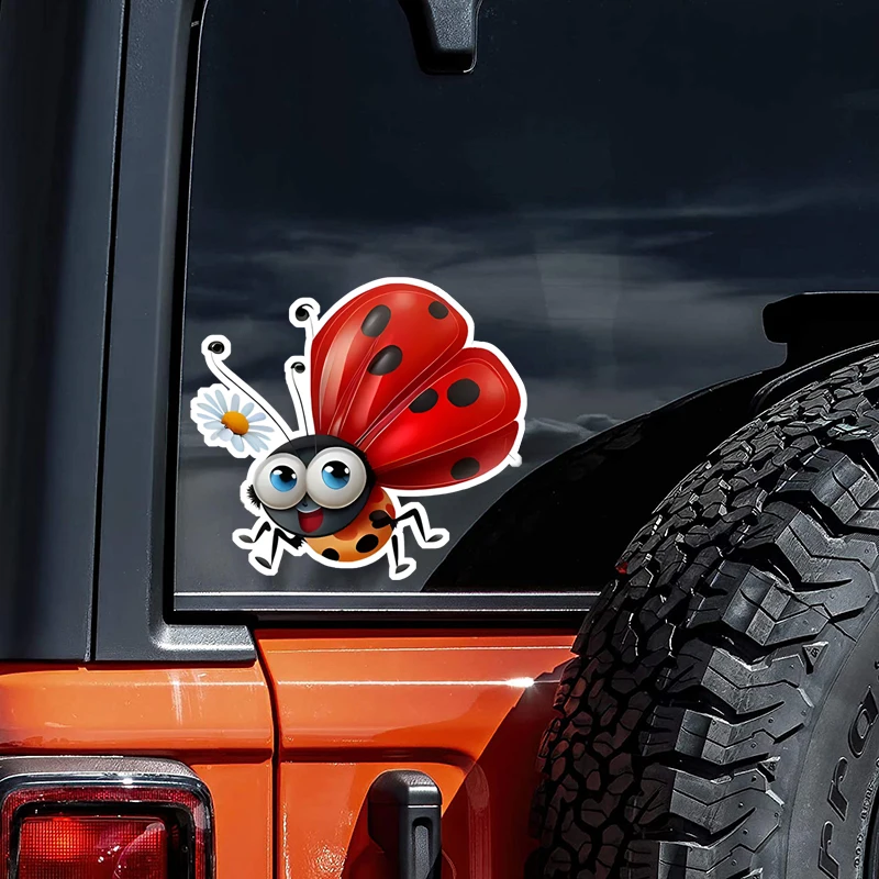 DS90# Cute Ladybug Car Sticker - Waterproof, Fun Car Decoration For Motorcycles, Helmets, Laptops