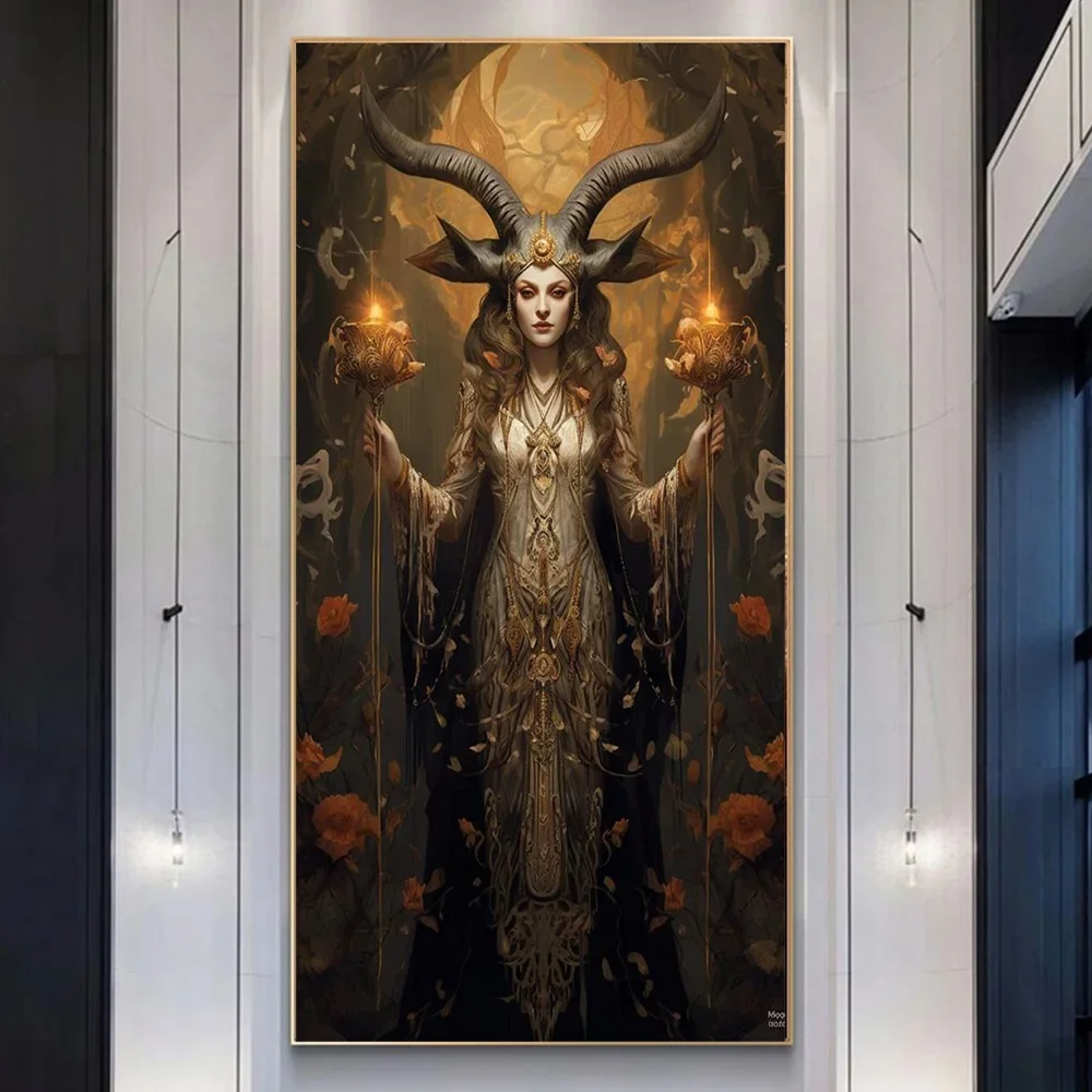 Dark Academia Art Fallen Angel Poster Prints For Living Room Home Decor Demon Woman Devil Lady Lilith Canvas Painting Wall Art