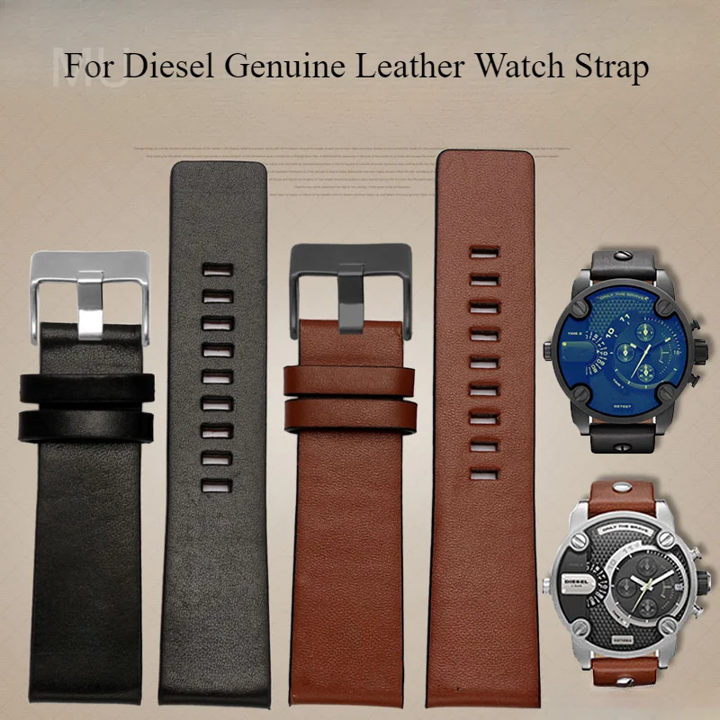 Fine Quality Genuine Leather Watchbands for Diesel Dz7413 Dz7257 Dz4343 Dz7332 Large Size Waterproof Strap 22 24 26 28mm