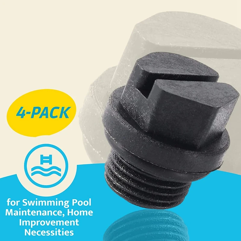 4 Pack Drain Plugs With O-Rings Pump Plug Pool Filters Replacement Pool Drain Pump Plug SPX1700FG For Hayward Pumps