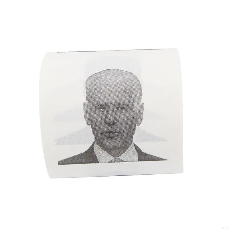 H7BD for Creative Novelty Joe Biden Printed Fun Toilet Paper Roll Napkin Pure Wood Pulp Toilet Roll Paper Tissue Bathroom Pro