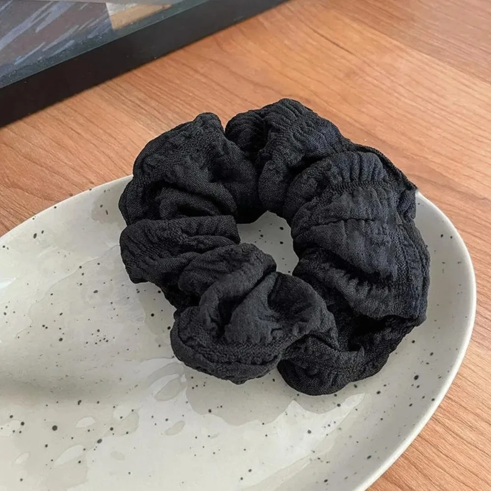 black Korean Woman Large Cream Puff Elastics Hair Band Solid Color Scrunchies Hair Ties Ladies Ponytail Hold Hair Accessories