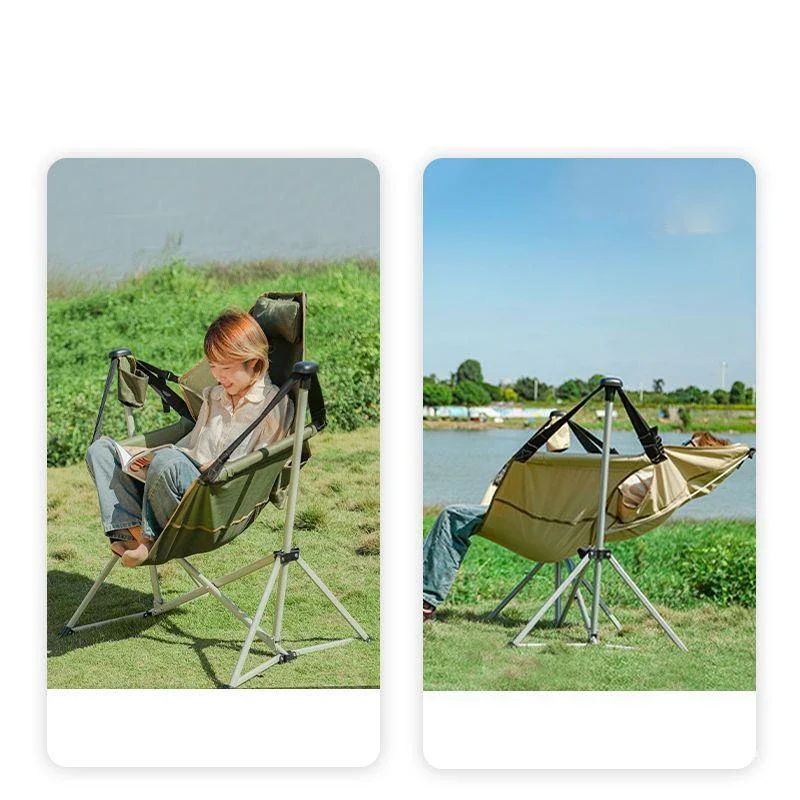 Silla de Camping plegable de alta carga para exteriores, respaldo, Luna mecedora, portátil, para playa, venta al por mayor