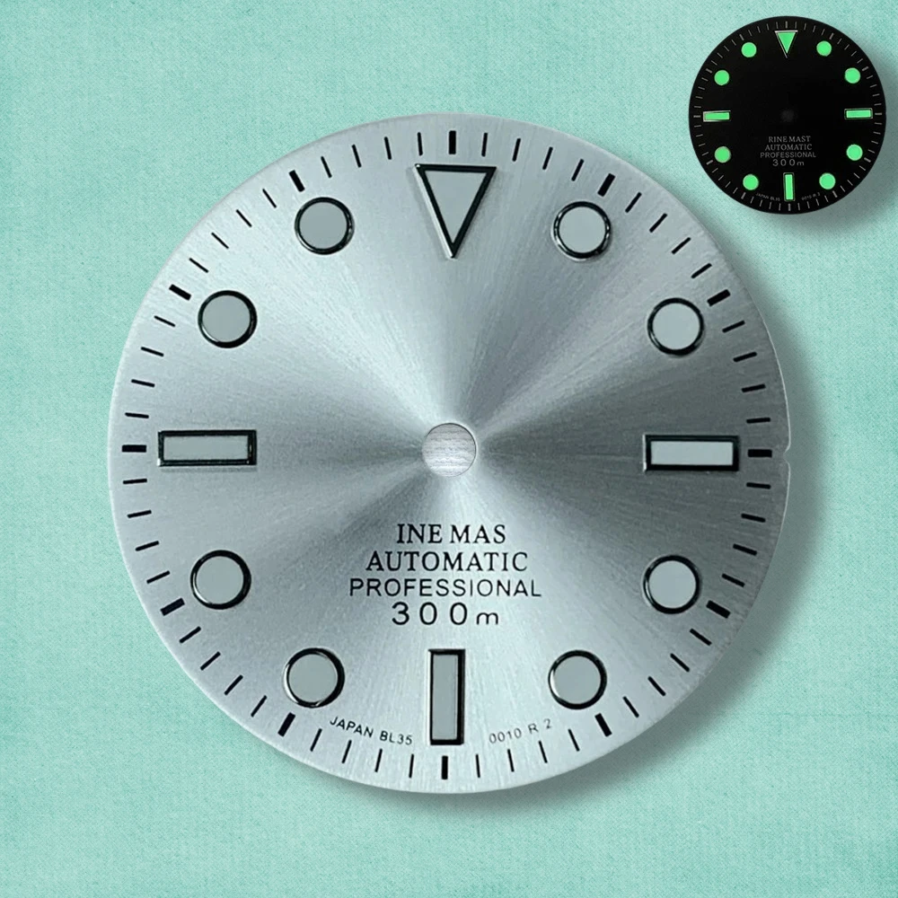 28.5 مللي متر S شعار SUB أمة الله الهاتفي صالح NH35/NH36 الحركة اليابانية الأخضر مضيئة ساعة عالية الجودة تعديل الملحقات