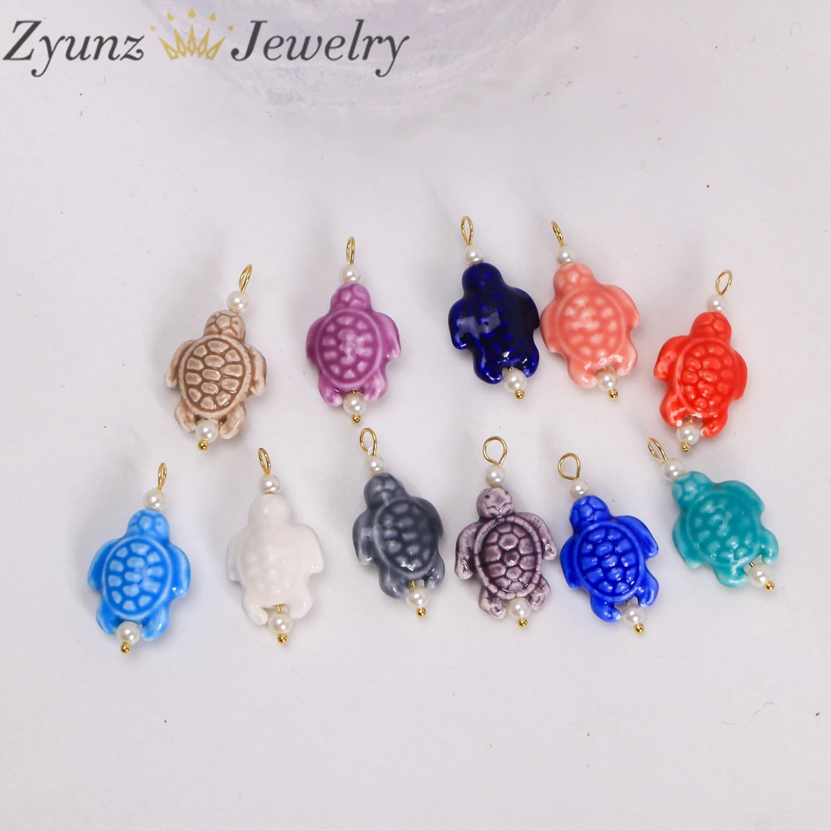 20PCS, Conch Shape Ceramics Tortoise Pendants Ocean Series Sea Style Random Mix Colors for DIY Necklace Bracelet Jewelry
