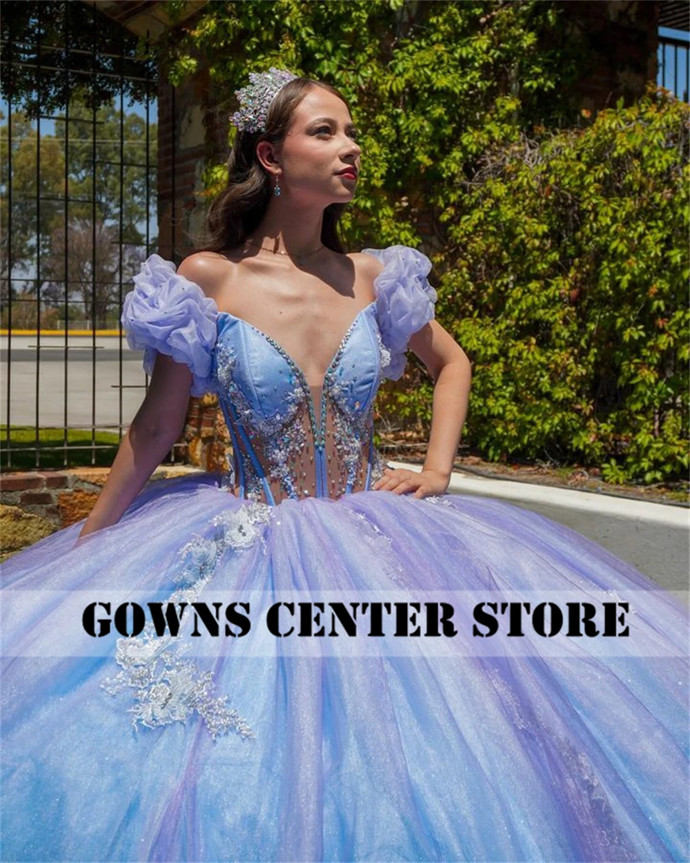 Wowed Light Purple And Blue Ball Gown Quinceanera Dress Off The Shoulder Princess Sweet 15 Dress Corset Vestidos De 15 Años