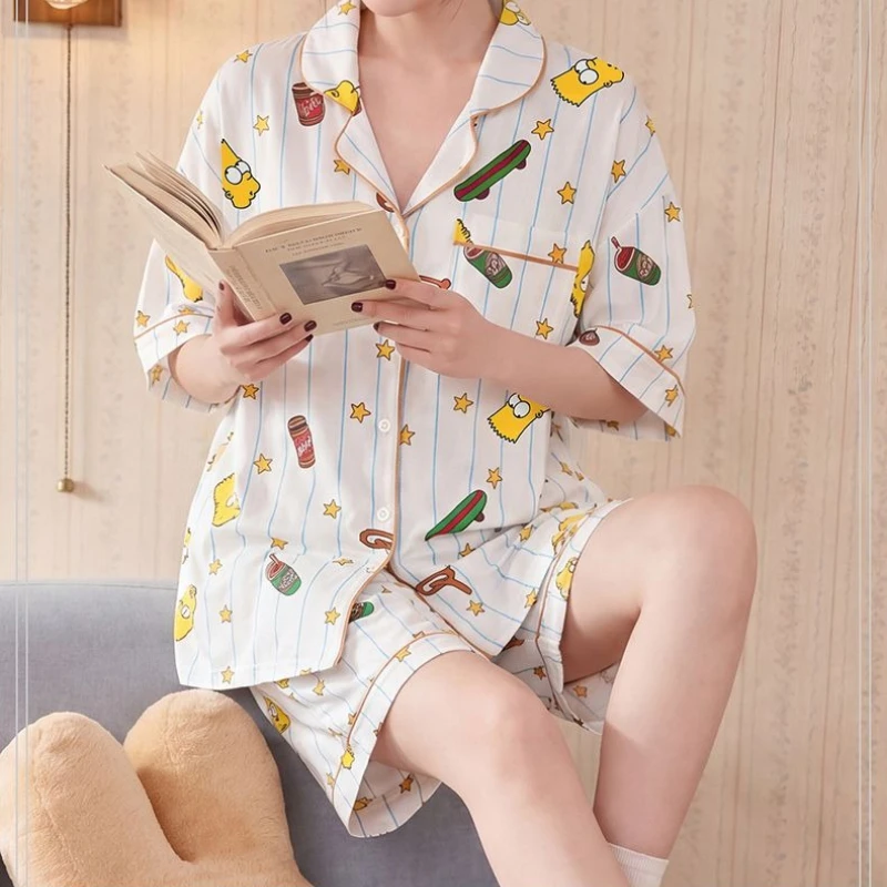 Neue The Simpsons Bart Homer Marge Sommer-Pyjamas für Paare, bequeme und atmungsaktive Kurzarm- und Shorts-Homewear – Detail 6