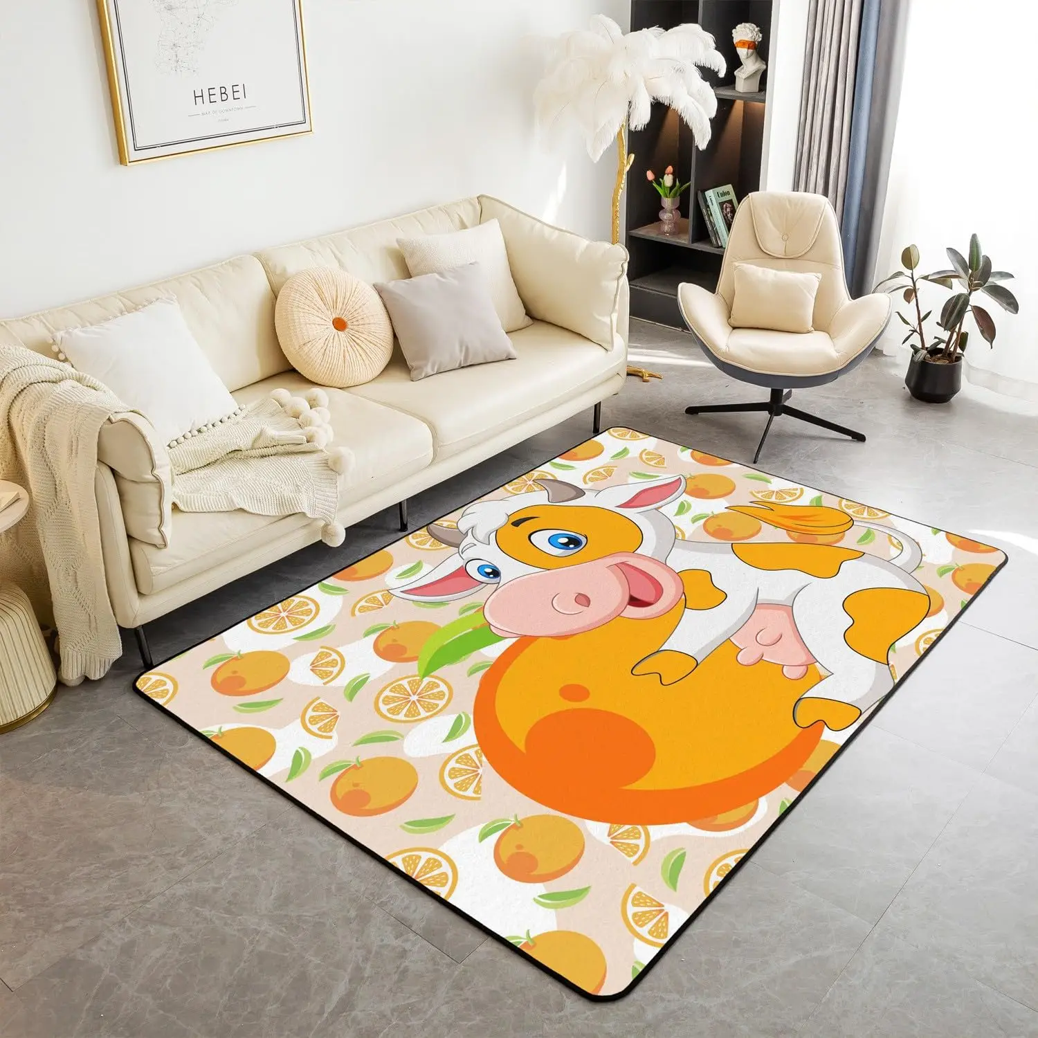 Cartoon Strawberry Milk Cow Large Rugs Home Living Room Kids Bedroom Decor Floor Mat Lovely Farm Animal Cattle Carpet Doormat
