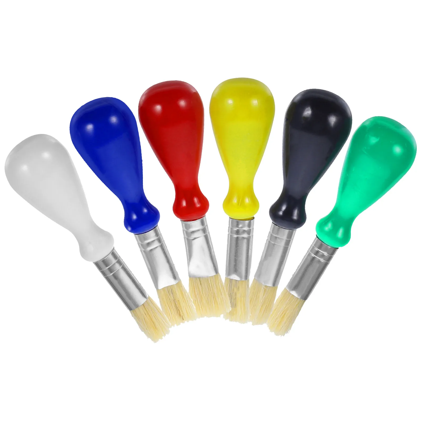 

6pcs Oil Painting Brushes Pig Hair Craft Small Plastic Short Handle Watercolor Kids Bulk Portable Professional Beginner
