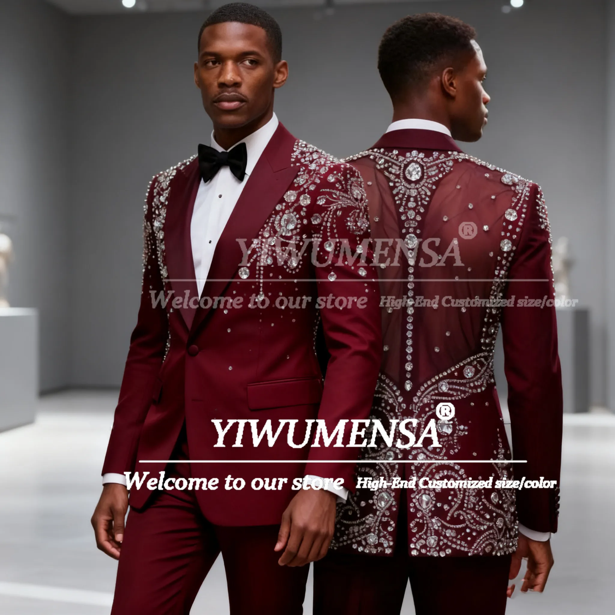 

Мужские костюмы с кристаллами из бисера и вырезами, индивидуальные свадебные смокинги для жениха, костюм из 2 предметов, мужские пиджаки для выпускного вечера, наряды для вечеринок