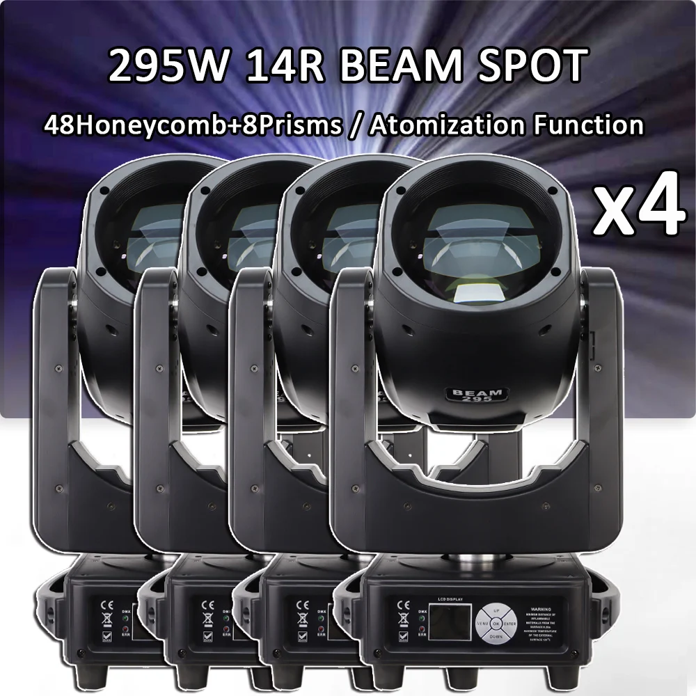 4Pcs/lot 295W 14R Moving Head Light Beam Spot 48+8 Honeycomb Rotating Prisms Dj Dmx Stage Light Effect Disco Dj Bar Wedding