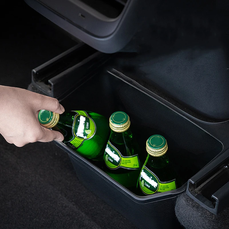 For Tesla Model Y Rear Seat Beverage Box  Accessories Center Console Bins Backseat Trash Can Garbage Bag Under Seat Tray