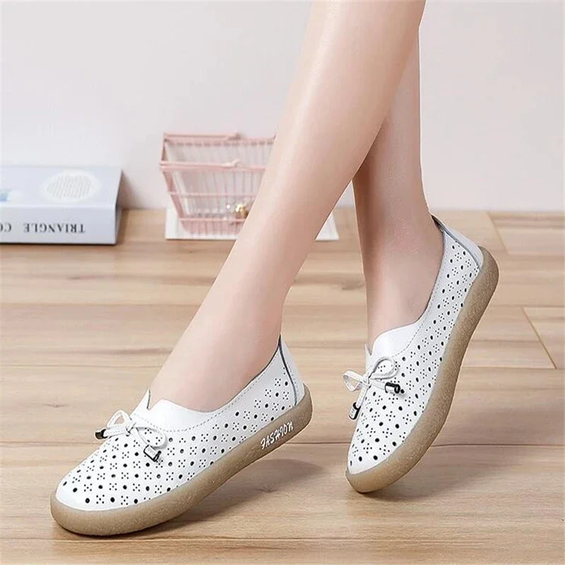 New Genuine Leather Women Sneakers Slip On White Fashion Tennis Shoes Casual Flats Rubber Comfortable Brand