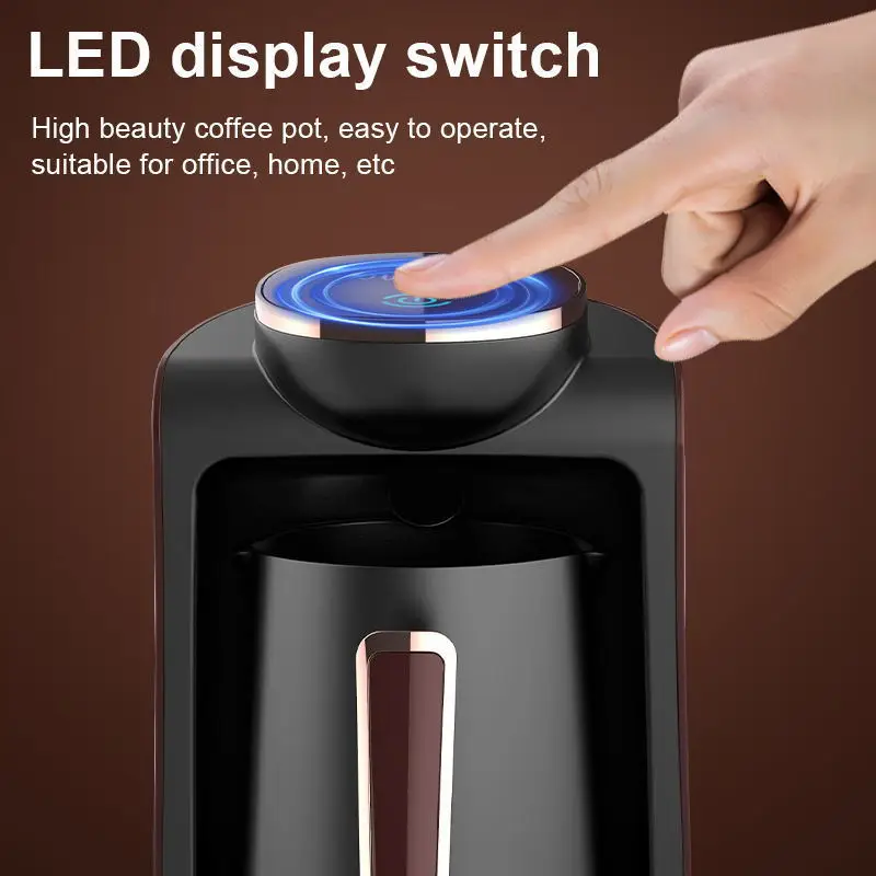 Cafeteira Turca Portátil com Display LED, Moka Elétrica Pot para Chá de Leite, Viagem Espresso, Brew 4 Copos, Espresso Italiano, 220V