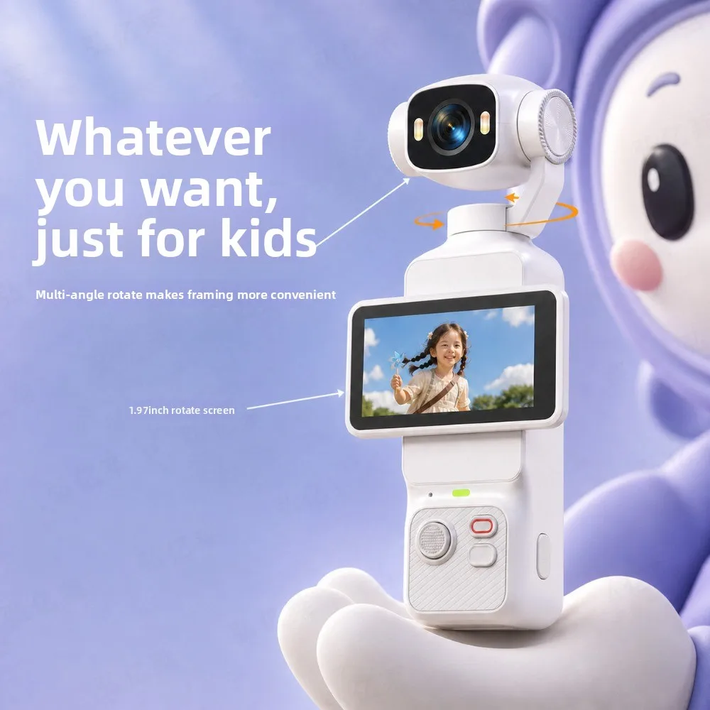 

1.97" 180 Degree Rotating Screen 4K Pocket Sports Camera Anti-shake Handheld Gimbal Cam Vlog Outdoor Travel Recording Camera