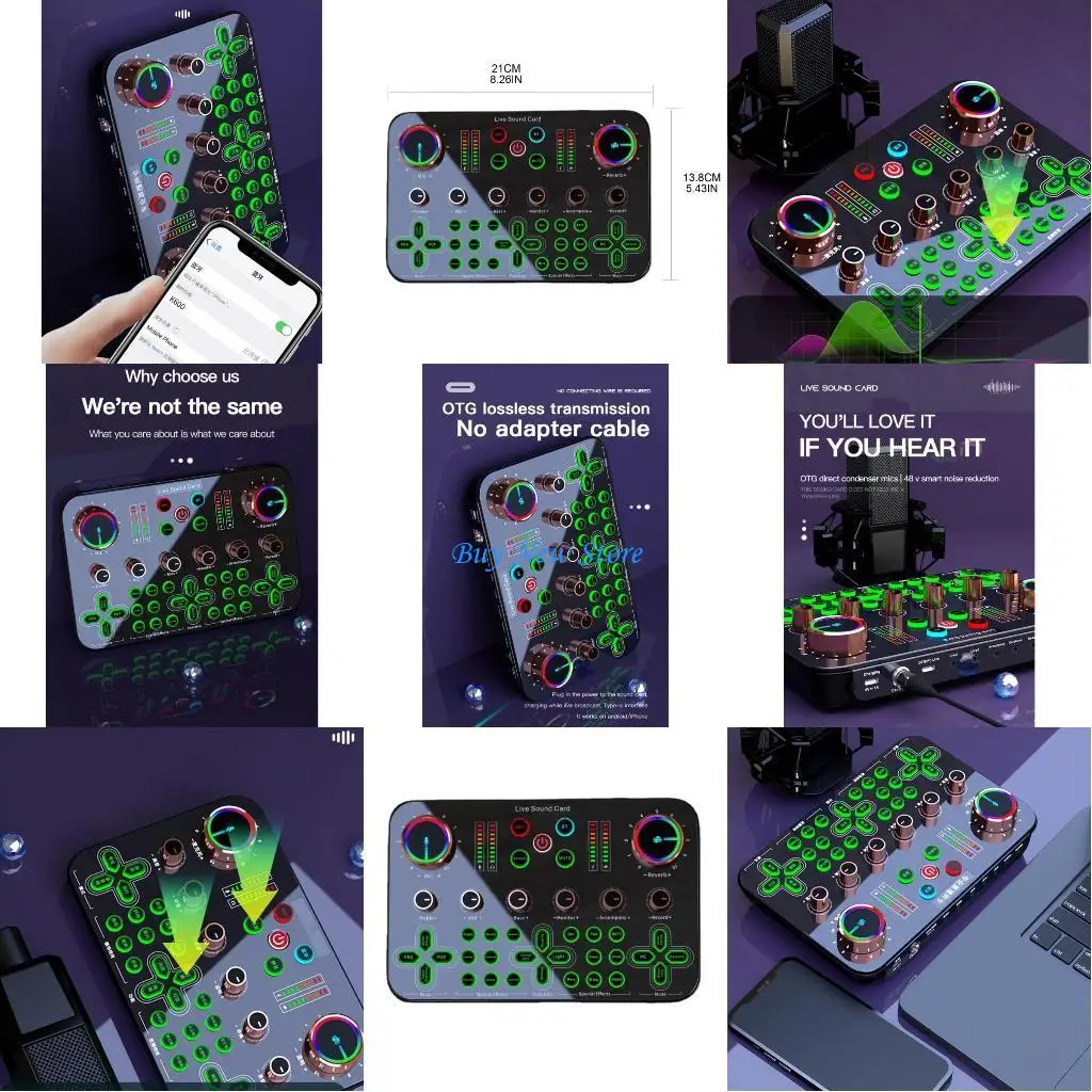 

20CE Live Sound Card for Laptop Computer Vlog Living Broadcast, Live Streaming