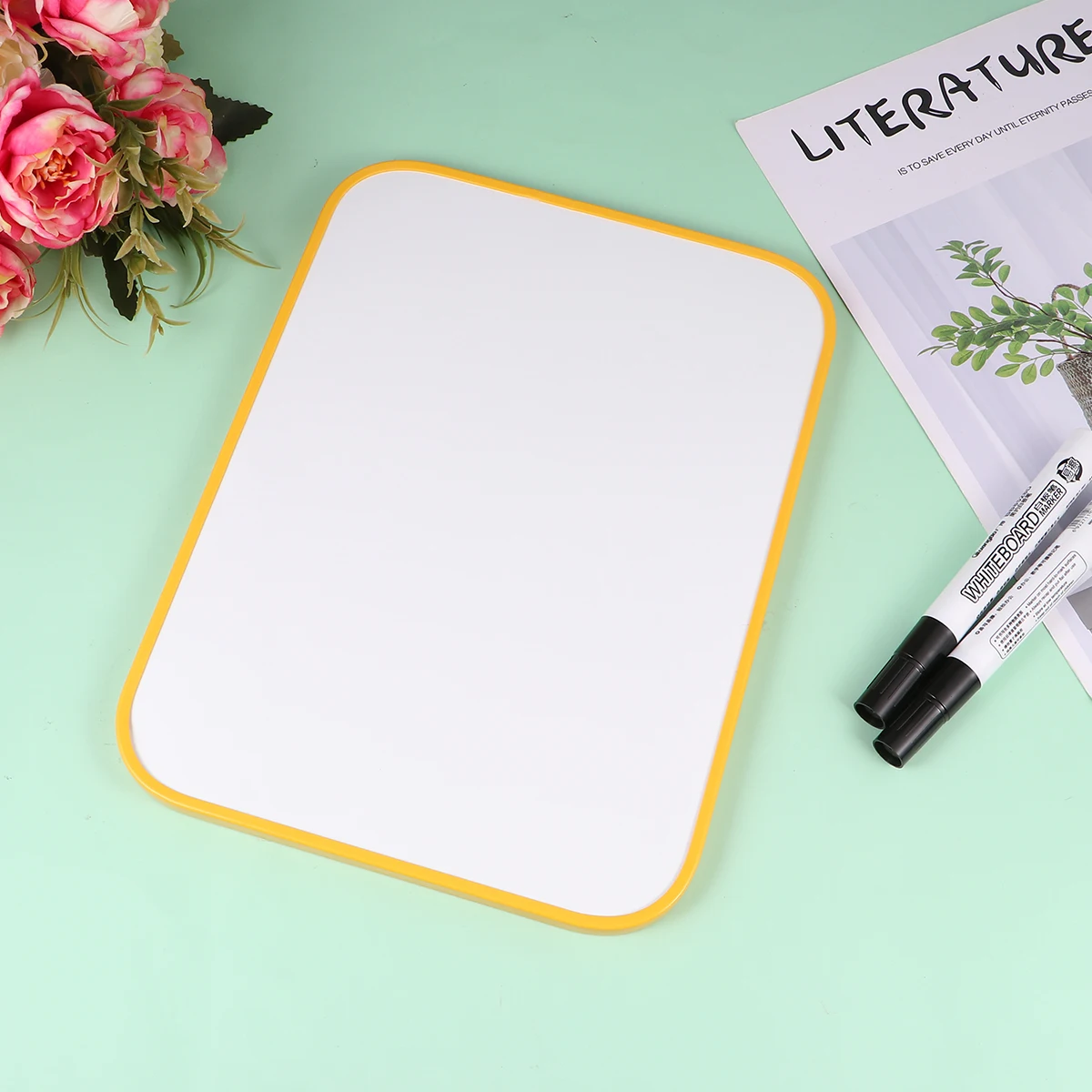 

Magnetic Whiteboard Double Sided Erasable Drawing Board Hanging Blackboard Yellow Kids Educational Toy Sturdy Plastic Metal