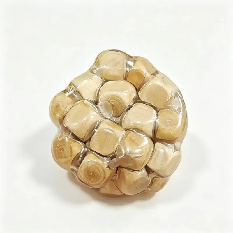 Handmade Wooden Squeezable Noisy Fidget Ball Creative Stress Reliever for High Pressure Working People