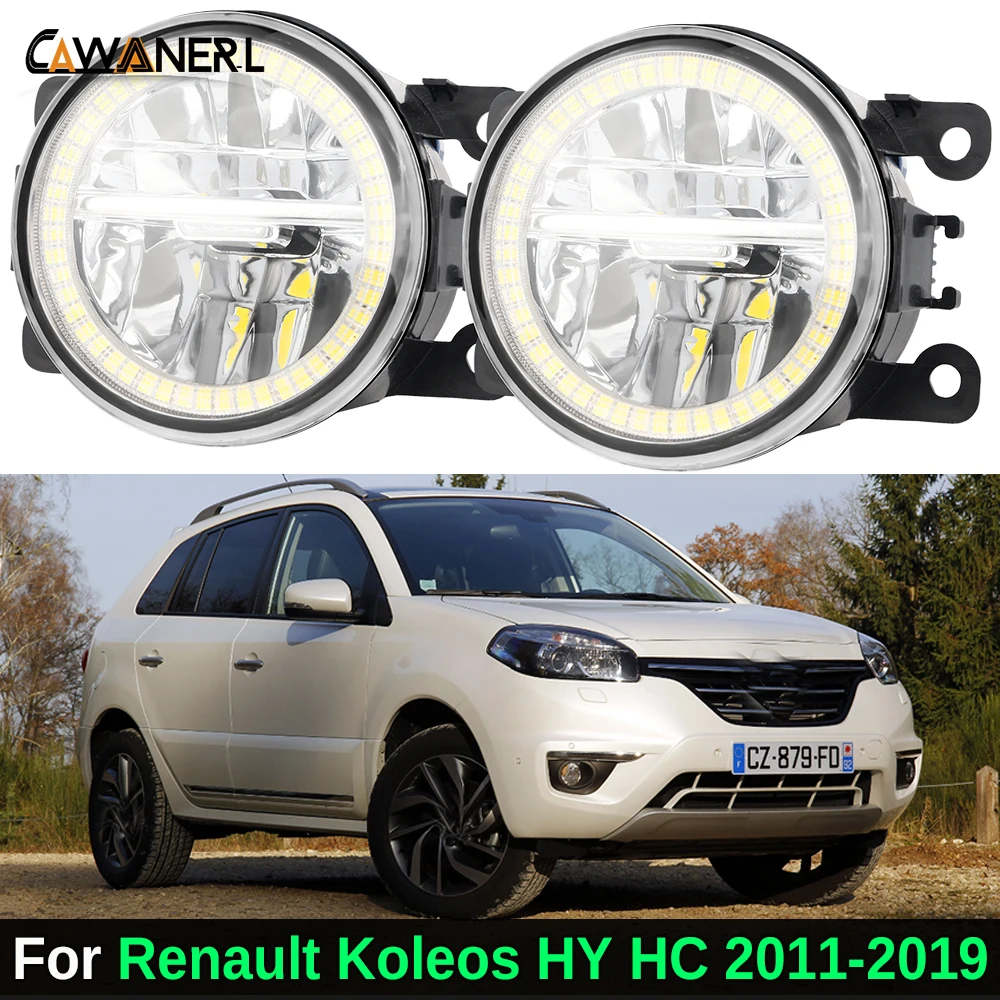 2 X 30W H11 Car Front LED Fog Light with Angel Eye DRL Daytime Running Lamp For Renault Koleos HY HC Samsung QM5 QM6 2011-2019