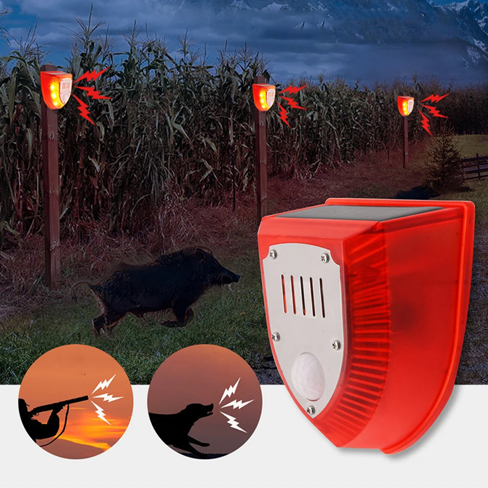 LED Solar Alarm Light PIR Motion Sensor/Timing Style Alarm Sound Anti-Wild Animal Outdoor Farm Ranch Orchard Garden Solar Lamp