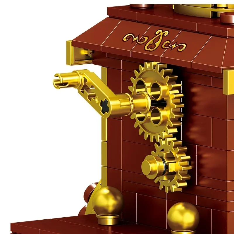 كتل بناء آلة الهاتف الرجعية ، ألعاب التجميع ، سلسلة البناء الإبداعي للديكور المنزلي ، المجموعة الكلاسيكية ، من من من من من من