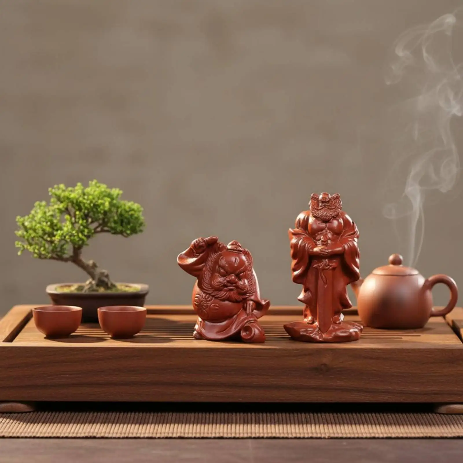 Handcrafted red clay figurine, patinated, depicting an ancient judge.