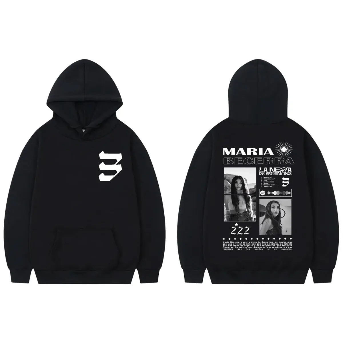 

Singer Maria Becerra Album Hoodies Men's Women's Fashion Aesthetic Hooded Sweatshirts High Quality Fleece Oversized Pullovers