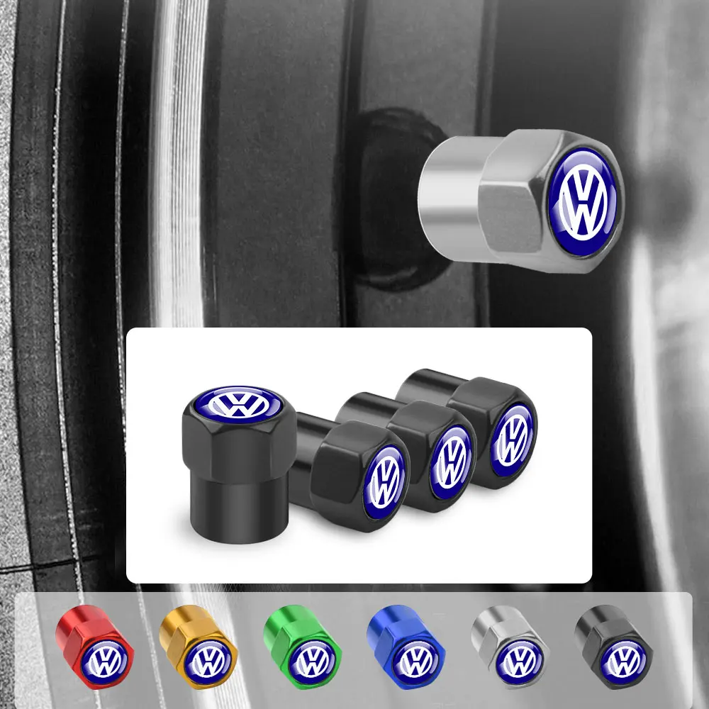 4Pcs Car Wheel Tire Valve Caps For Volkswagen VW Golf 7 6 5 4 Polo Tiguan Passat B6 Jetta Touran CADDY GTI Touareg Blue Motion