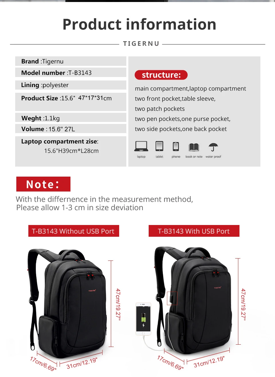 2023 New Fashion Anti Theft Nylon 27L Men 15.6 Inch Laptop Backpacks School Travel Backpacking Backpack Male Backpack For Laptop