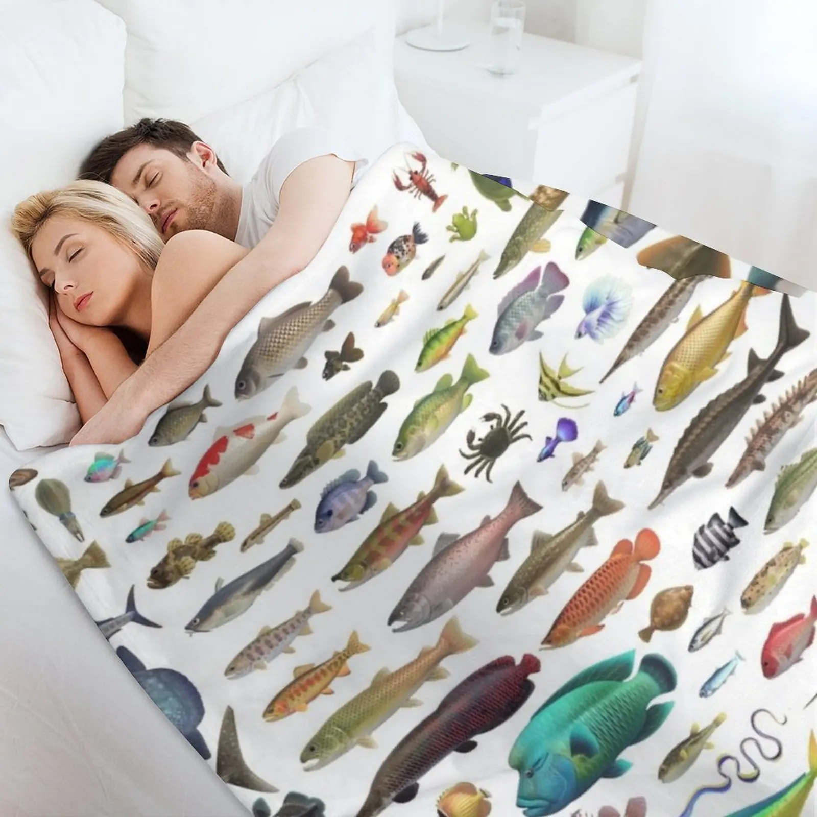 جميع الأسماك N STUFF Critterpedia رمي بطانية سرير مشعر بطانيات فروي عصرية وبطانيات #4