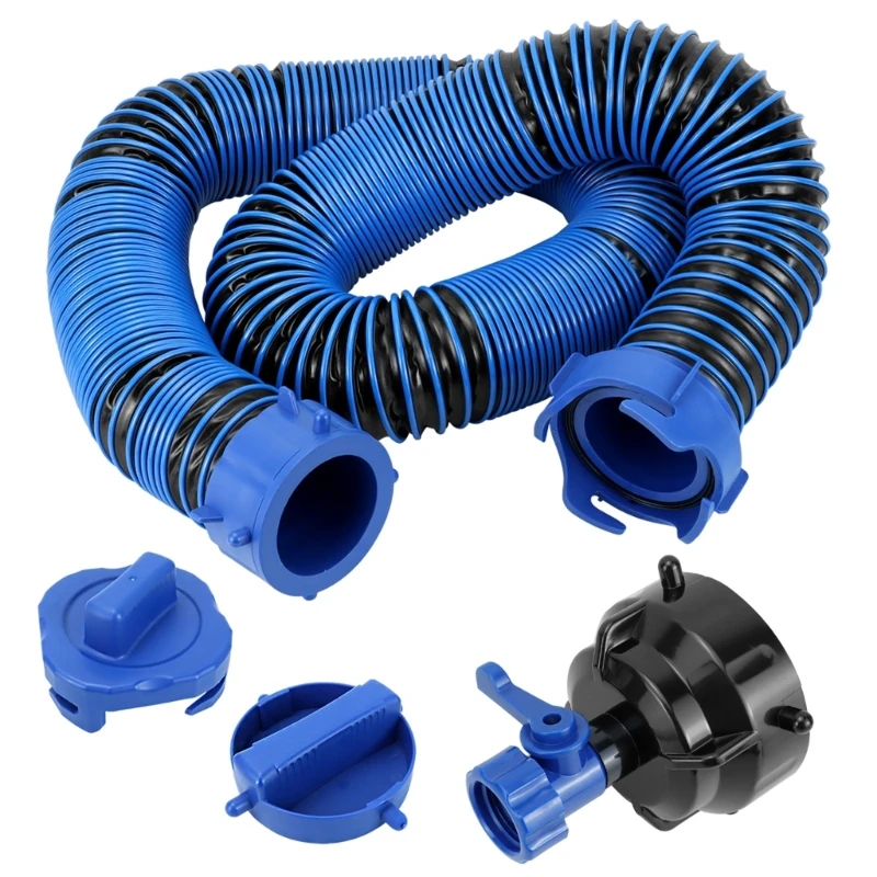 XA6H Rvs Sewer Hose With ABS Connector 10FT Camping Drainage Pipe Waste Hose Set