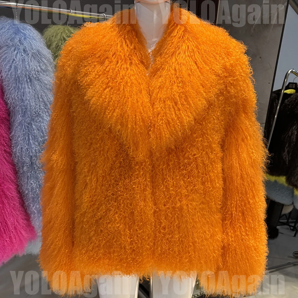 YOLOAgain 2025 Winter Warm Women's Real Mongolia Sheep Fur Jacket Plus Size 8XL Sheep Fur Coat