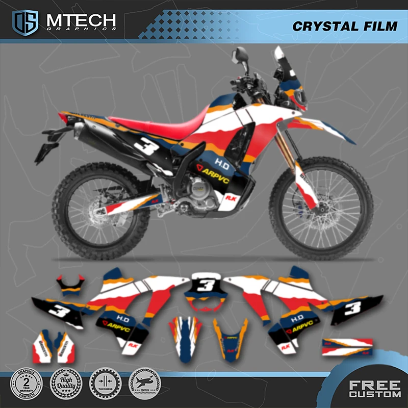 

DSMTECH Custom Motorcycle Graphics Enduro Decals Stickers Kits For HONDA 2021 CRF250 300 RALLY -3
