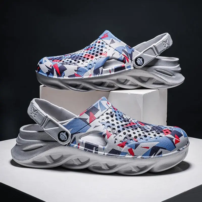 

Мужские летние уличные модные шлепанцы с пряжкой, нескользящие, устойчивые к запаху, с широким носком, повседневные пляжные сандалии