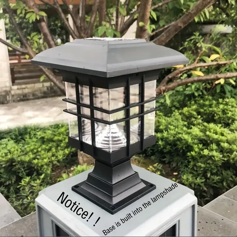 

1 Pack Black Solar Columnar Plug-In Large Square Lamp 3Led Outdoor Waterproof Intelligent Light Control Suitable for Courtyard Community, House, Park, Etc