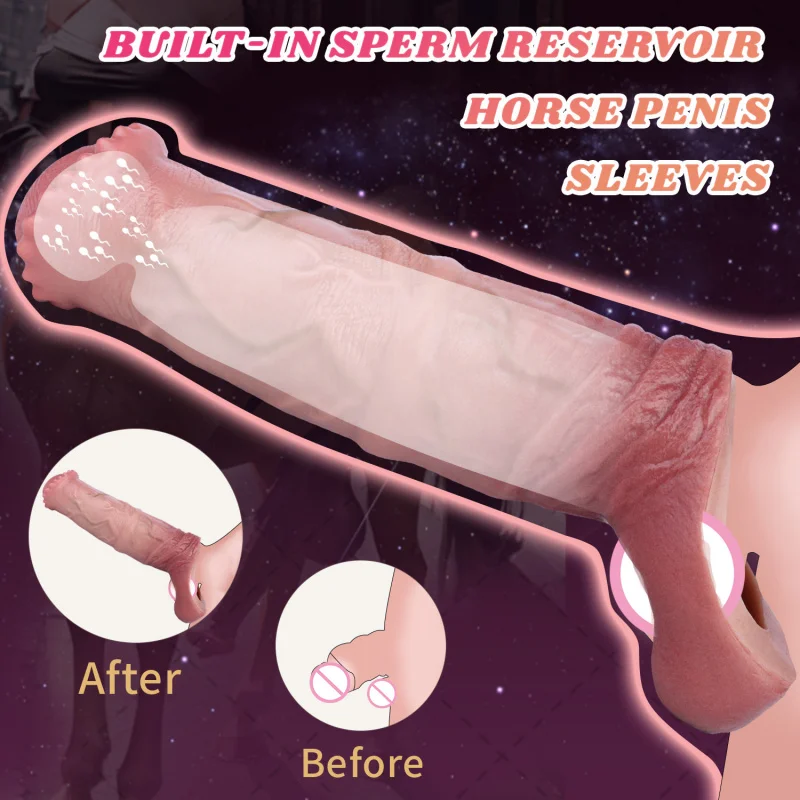 FAAK Fantasy Animal Dildo Condoms Penis Sleeve Horse Cock Sleeve for Men Penis Extender Dick Enlargement Adult Sex Toys For Men view 2