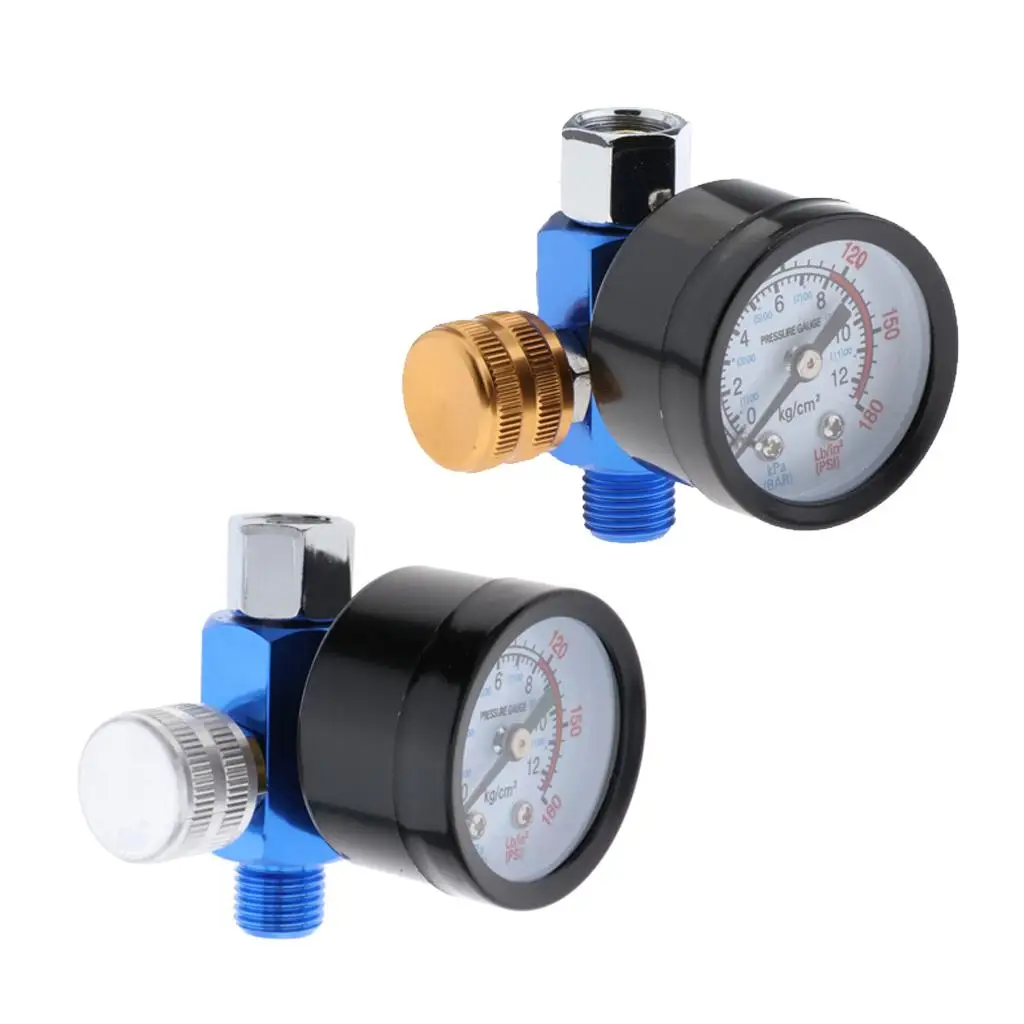 Aluminum Alloy Mini Air Flow Control Pressure Regulator Gauge for Spray Atomization Tools