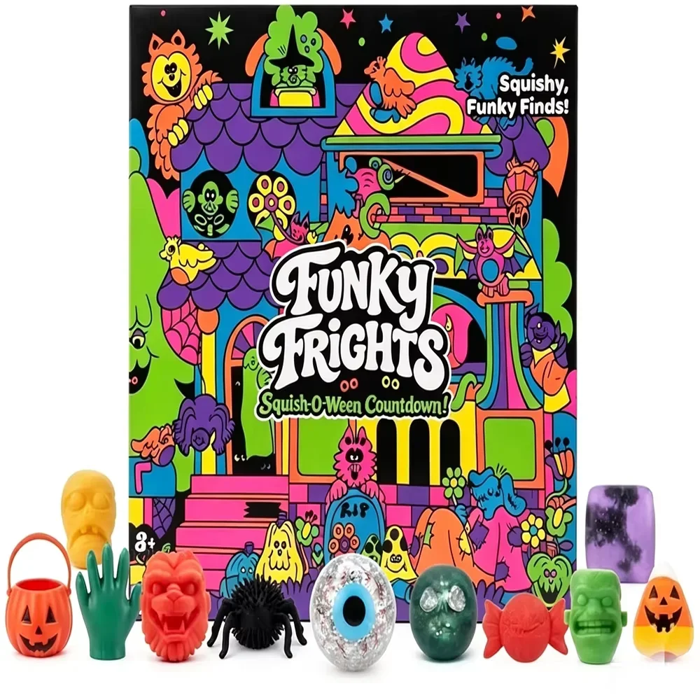 Needoh New Funky Frights Halloween Advent Calendar 13 Days, Spooky Squishy Slow Rise Stress Relief Toys Countdown Gift Box